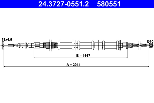 Cable, parking brake - 24.3727-0551.2 ATE