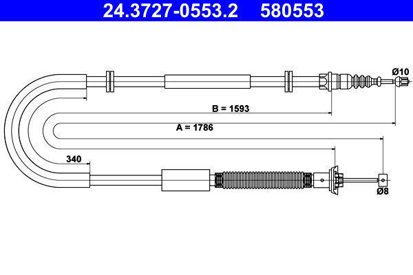 Cable, parking brake - 24.3727-0553.2 ATE