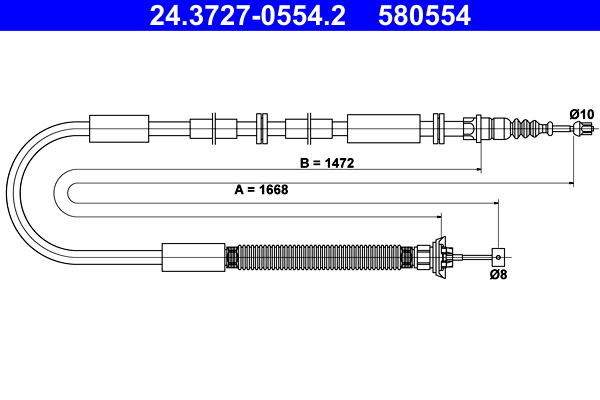 Cable, parking brake - 24.3727-0554.2 ATE