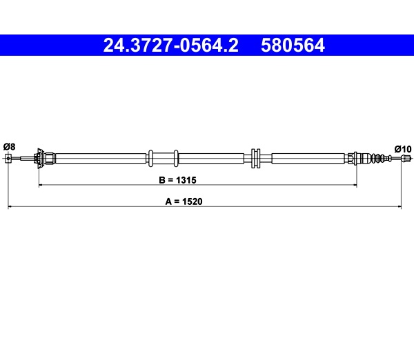 Cable, parking brake - 24.3727-0564.2 ATE