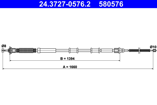 Cable, parking brake - 24.3727-0576.2 ATE