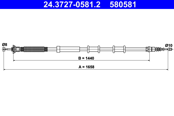 Cavo comando, Freno stazionamento - 24.3727-0581.2 ATE