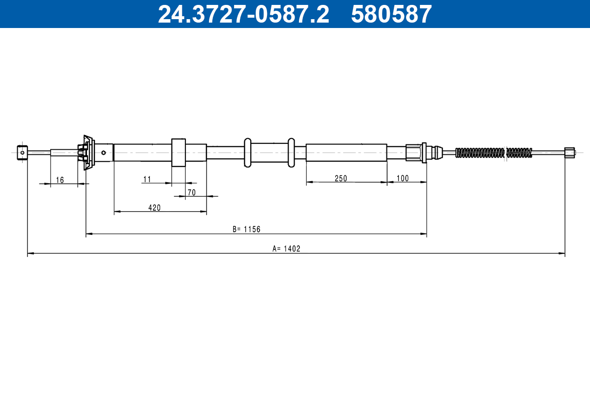 Cable, parking brake - 24.3727-0587.2 ATE