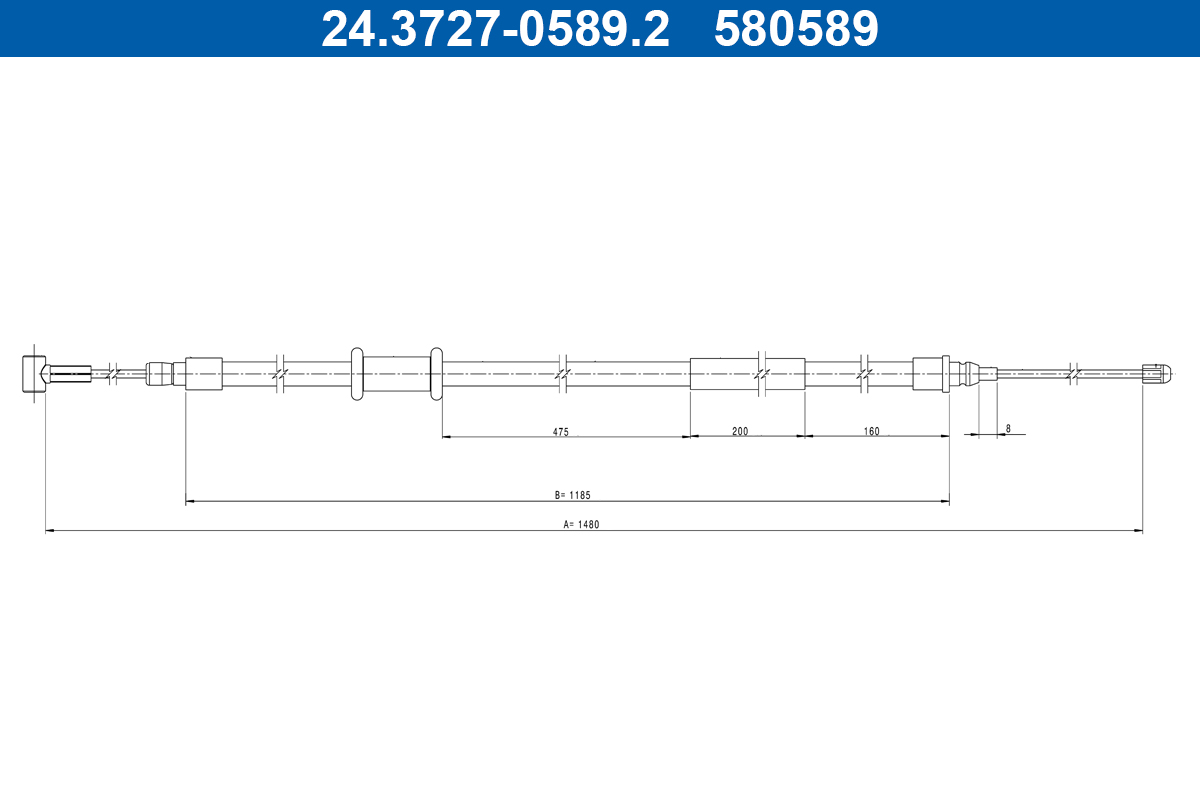 Cable, parking brake - 24.3727-0589.2 ATE