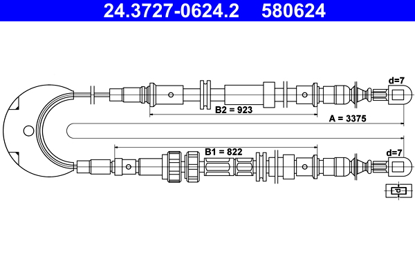 Cable, parking brake - 24.3727-0624.2 ATE