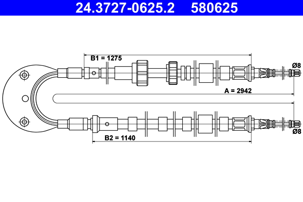 Cavo comando, Freno stazionamento - 24.3727-0625.2 ATE