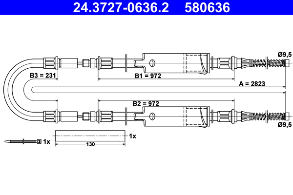 Cavo comando, Freno stazionamento - 24.3727-0636.2 ATE