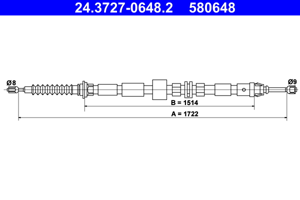 Cable, parking brake - 24.3727-0648.2 ATE
