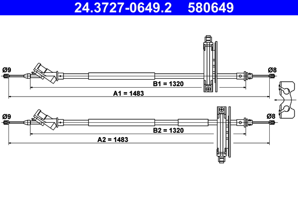 Cable, parking brake - 24.3727-0649.2 ATE