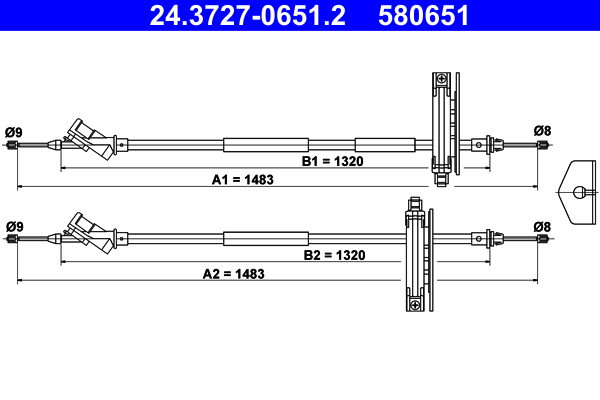 Cable, parking brake - 24.3727-0651.2 ATE