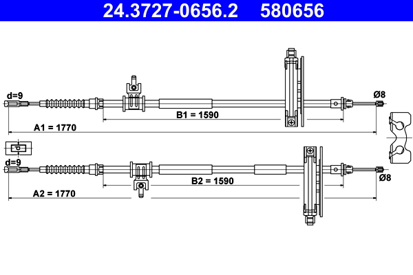 Cable, parking brake - 24.3727-0656.2 ATE