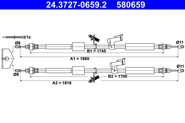 Cable, parking brake - 24.3727-0659.2 ATE