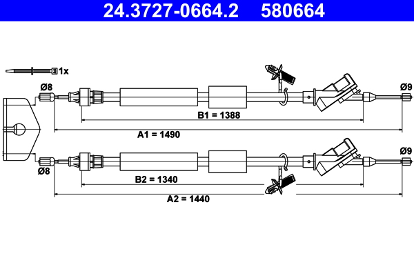 Cable, parking brake - 24.3727-0664.2 ATE