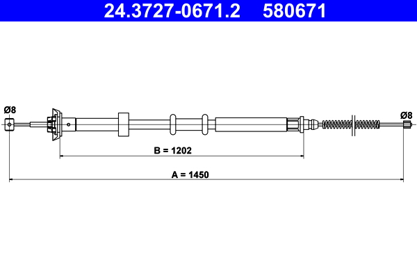 Cavo comando, Freno stazionamento - 24.3727-0671.2 ATE