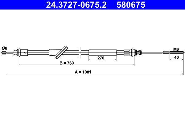 Cavo comando, Freno stazionamento - 24.3727-0675.2 ATE