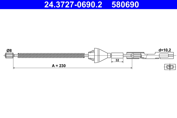 Cavo comando, Freno stazionamento - 24.3727-0690.2 ATE