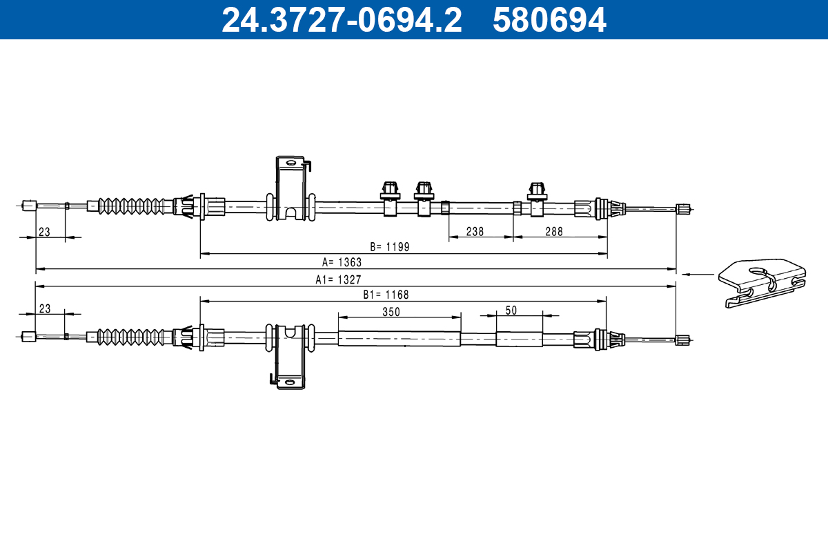 Cable, parking brake - 24.3727-0694.2 ATE