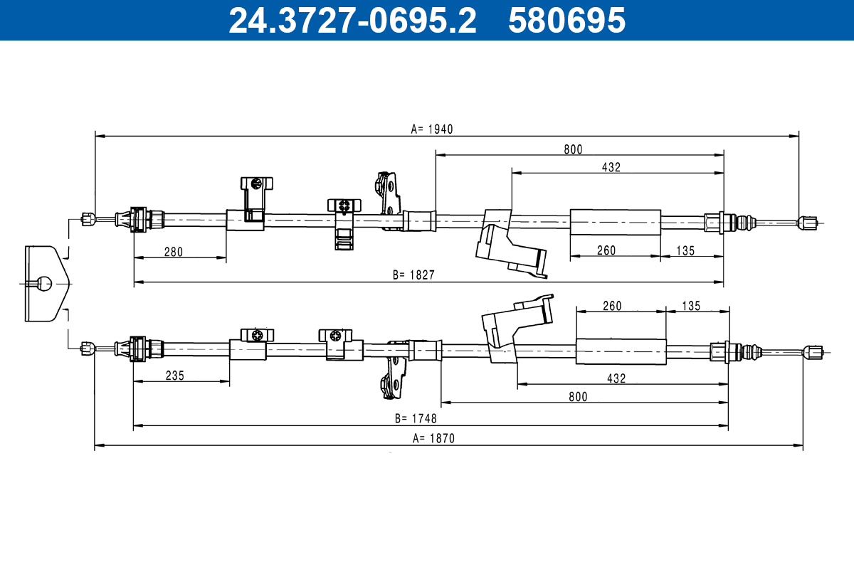 Cable, parking brake - 24.3727-0695.2 ATE