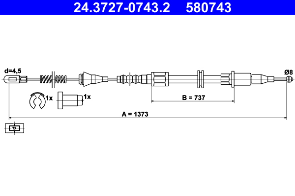 Cable, parking brake - 24.3727-0743.2 ATE