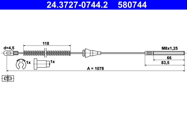 Cavo comando, Freno stazionamento - 24.3727-0744.2 ATE