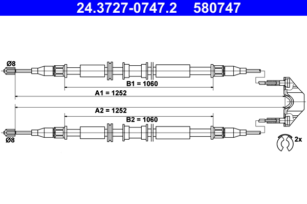 Cable, parking brake - 24.3727-0747.2 ATE