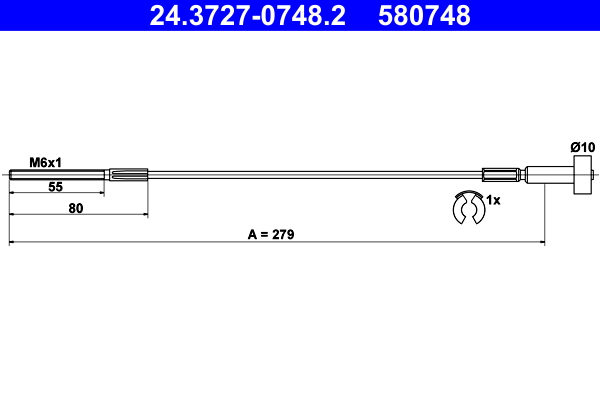 Cable, parking brake - 24.3727-0748.2 ATE