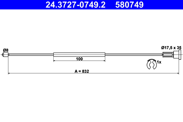 Cable, parking brake - 24.3727-0749.2 ATE