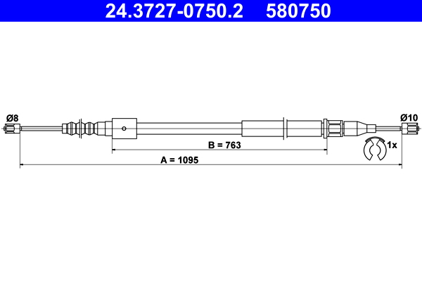 Cavo comando, Freno stazionamento - 24.3727-0750.2 ATE