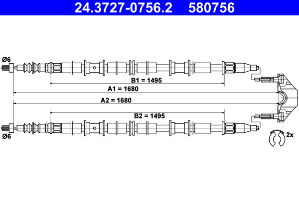 Cable, parking brake - 24.3727-0756.2 ATE