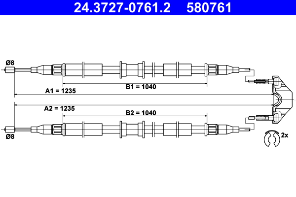 Cable, parking brake - 24.3727-0761.2 ATE