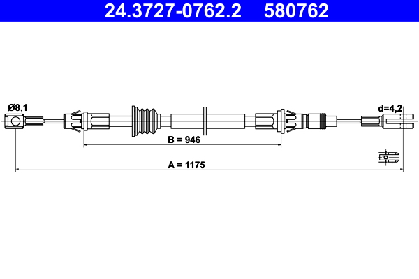 Cavo comando, Freno stazionamento - 24.3727-0762.2 ATE