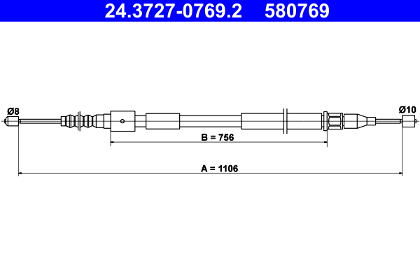 Cable, parking brake - 24.3727-0769.2 ATE