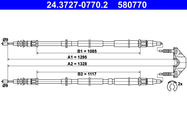 Cavo comando, Freno stazionamento - 24.3727-0770.2 ATE
