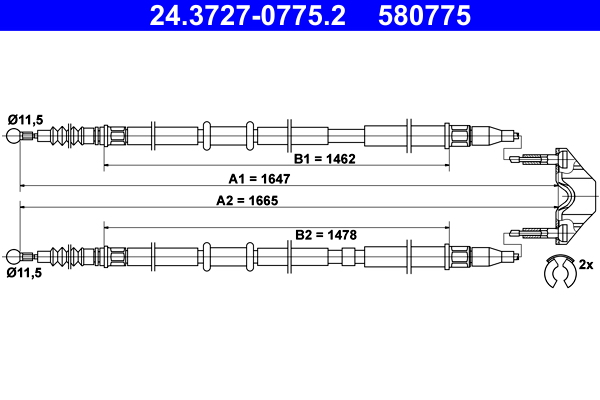 Cable, parking brake - 24.3727-0775.2 ATE