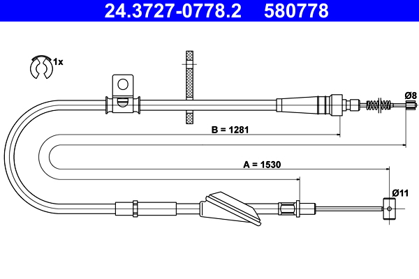 Cable, parking brake - 24.3727-0778.2 ATE