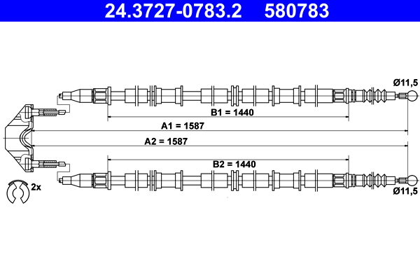 Cable, parking brake - 24.3727-0783.2 ATE