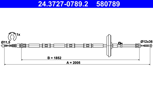 Cavo comando, Freno stazionamento - 24.3727-0789.2 ATE