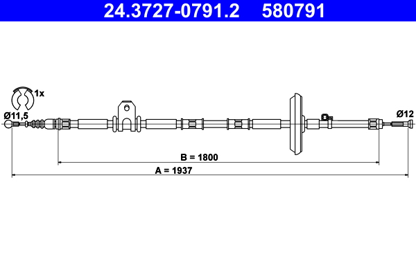Cavo comando, Freno stazionamento - 24.3727-0791.2 ATE