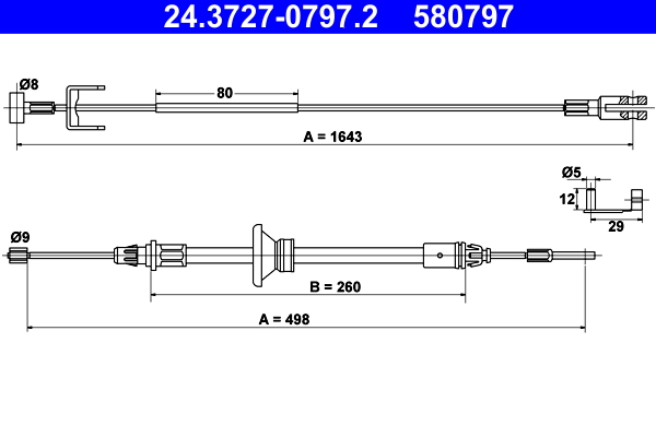 Cavo comando, Freno stazionamento - 24.3727-0797.2 ATE