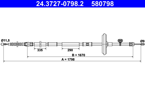 Cable, parking brake - 24.3727-0798.2 ATE