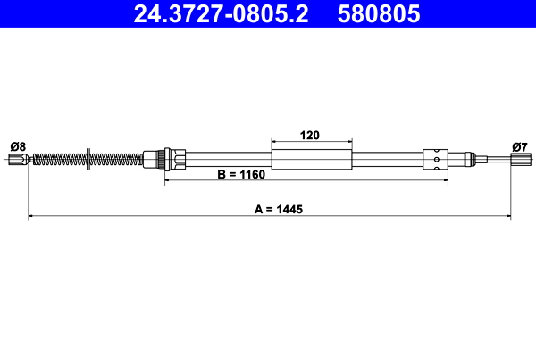 Cable, parking brake - 24.3727-0805.2 ATE