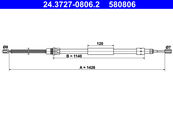 Cable, parking brake - 24.3727-0806.2 ATE