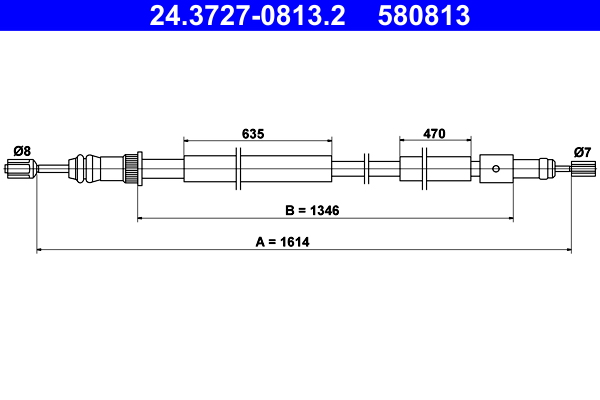 Cavo comando, Freno stazionamento - 24.3727-0813.2 ATE