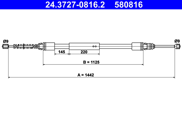 Cable, parking brake - 24.3727-0816.2 ATE