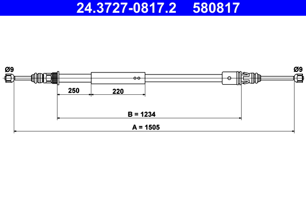 Cable, parking brake - 24.3727-0817.2 ATE