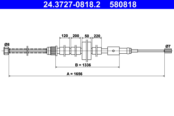 Cable, parking brake - 24.3727-0818.2 ATE