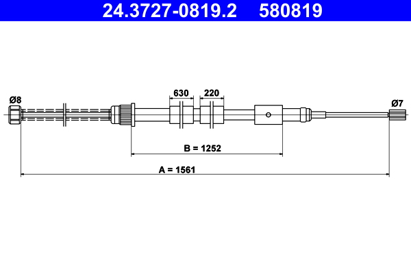 Cable, parking brake - 24.3727-0819.2 ATE