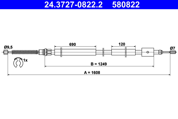 Cavo comando, Freno stazionamento - 24.3727-0822.2 ATE