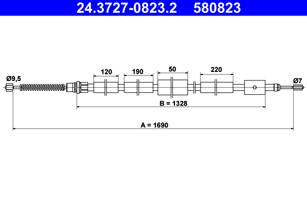 Cable, parking brake - 24.3727-0823.2 ATE