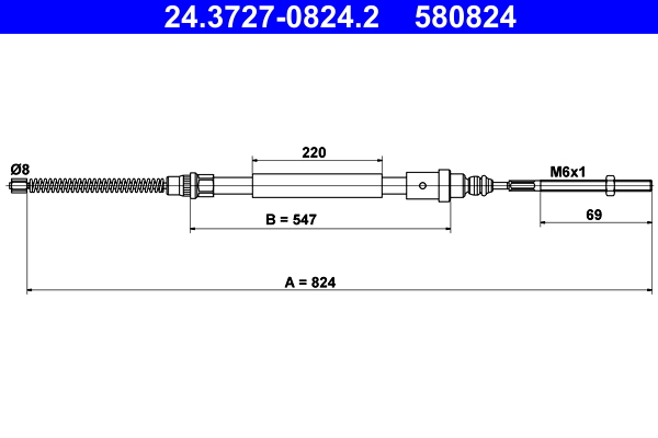 Cable, parking brake - 24.3727-0824.2 ATE